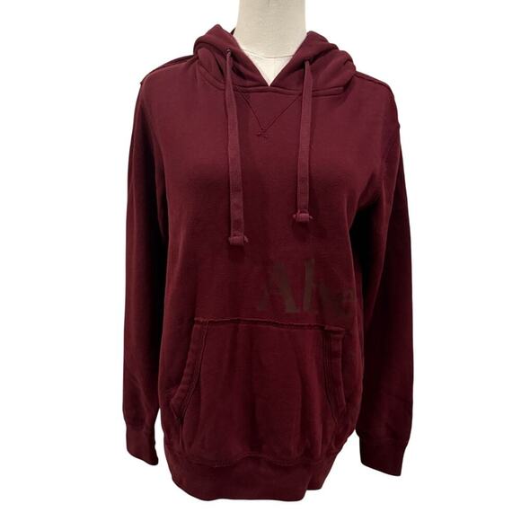 Abercrombie & Fitch Fleece Hoodie Maroon Burgundy XS Pullover Kangaroo Pocket - Picture 1 of 8